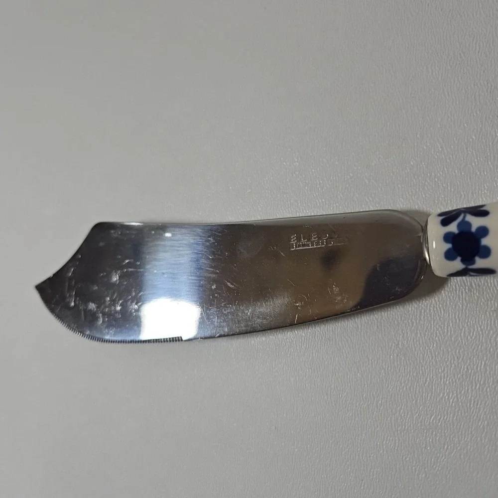 Vintage Dutch‎ Elesva Porcelain Stainless Steel Cheese Knife Windmill